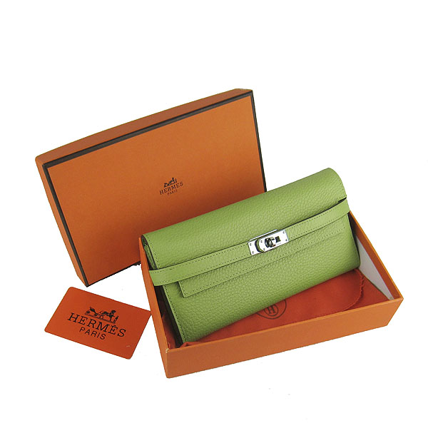 High Quality Hermes Kelly Long Clutch Bag Green H009 Replica